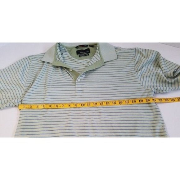 Greg Norman Mens Polo Golf Shirt Size XL Striped Double Mercerized Green - Picture 4 of 11